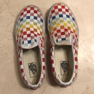 VANS Rainbow check slip ons